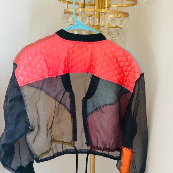 Vintage 90s quilted organza funky O.P.P Jacket - Picture 5 of 5